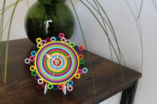 Quilled Clock, Paper Quilling, Table Colorful Unique Office Desk & Accessories - image 1