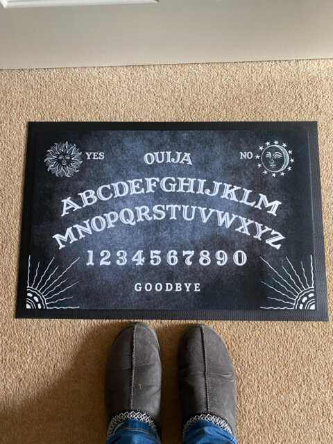 Ouija Board Spirit Grunge Grey Door Mat - 60 X 40 cm Witchy Gothic Floor Spooky Season Decor Halloween Aesthetic Welcome - image 1