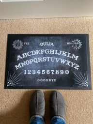 Ouija Board Spirit Grunge Grey Door Mat - 60 X 40 cm Witchy Gothic Floor Spooky Season Decor Halloween Aesthetic Welcome