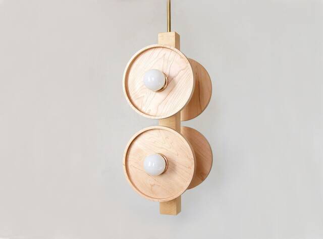 Maple & Brass Quattro Contemporary Pendant Light Modern Wood Chandelier Powder Room Kitchen Island Foyer - image 1