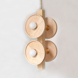 Maple & Brass Quattro Contemporary Pendant Light Modern Wood Chandelier Powder Room Kitchen Island Foyer - thumbnail 4