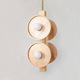 Maple & Brass Quattro Contemporary Pendant Light Modern Wood Chandelier Powder Room Kitchen Island Foyer - thumbnail 2