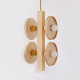 Maple & Brass Quattro Contemporary Pendant Light Modern Wood Chandelier Powder Room Kitchen Island Foyer - thumbnail 3