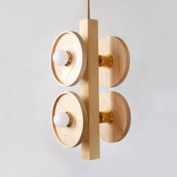 Maple & Brass Quattro Contemporary Pendant Light Modern Wood Chandelier Powder Room Kitchen Island Foyer - thumbnail 2
