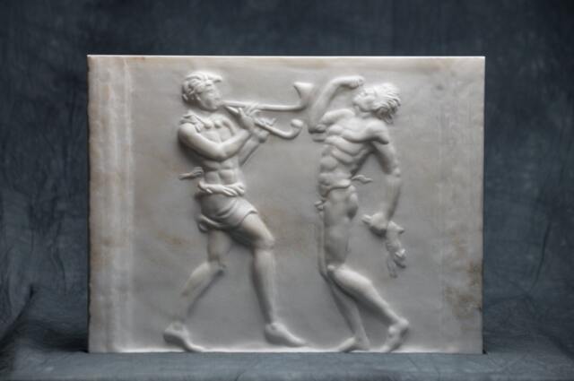 Dancing Satyrs Relief Carved Marble Plaque Artist Ancient Roman Sculpture - image 1