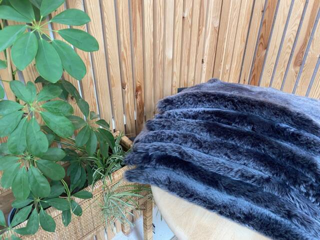 Dark Grey Smooth Texture Shearling Sheepskin, , Sheepskin Rug, Upholstery Chair Cover - image 1