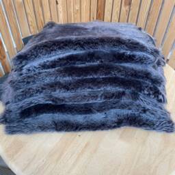 Dark Grey Smooth Texture Shearling Sheepskin, , Sheepskin Rug, Upholstery Chair Cover - thumbnail 3