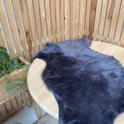 Dark Grey Smooth Texture Shearling Sheepskin, , Sheepskin Rug, Upholstery Chair Cover - thumbnail 2