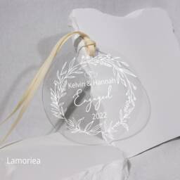 Personalized Engaged Ornament, Clear Acrylic Our First Christmas, Gift For The Couple, Engagement Gift - thumbnail 2