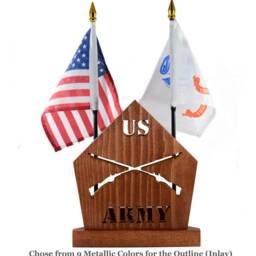 Personalized Army Insignia Desk Set - Veteran Gift Handmade Wood Office D??cor - thumbnail 2