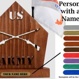 Personalized Army Insignia Desk Set - Veteran Gift Handmade Wood Office D??cor - thumbnail 4