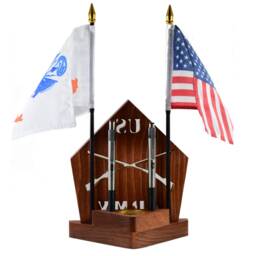 Personalized Army Insignia Desk Set - Veteran Gift Handmade Wood Office D??cor - thumbnail 3