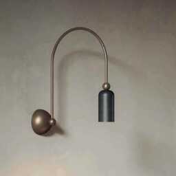 1950S Mid-Century Modern Gooseneck Wall Sconce Black & Brass Bedside Lamp - thumbnail 2