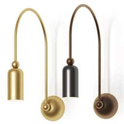 1950S Mid-Century Modern Gooseneck Wall Sconce Black & Brass Bedside Lamp - thumbnail 3