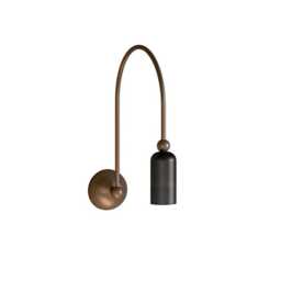 1950S Mid-Century Modern Gooseneck Wall Sconce Black & Brass Bedside Lamp - thumbnail 1