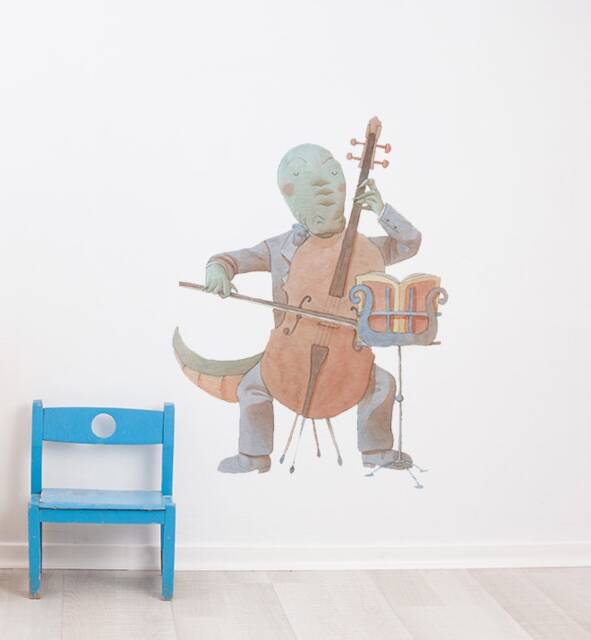 Cute Friendly Alligator With Cello Wall Sticker