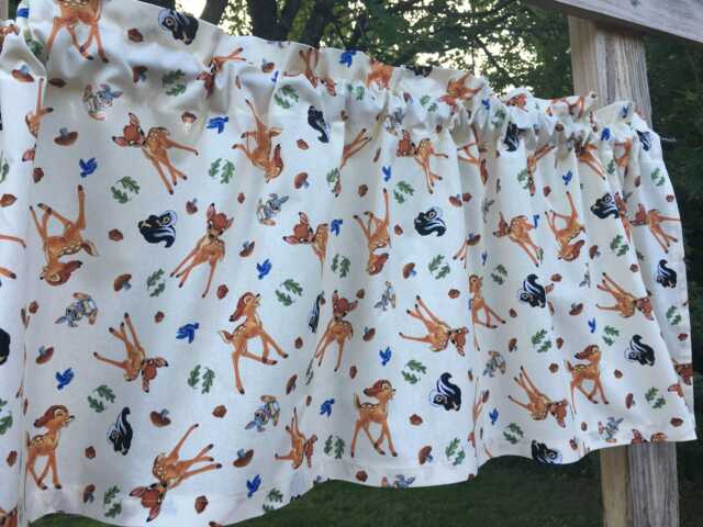 Baby Fawn Valance Woodland Friends Print Deer Nursery Curtain Kids Bedroom Forest Decor Custom Window Treatment - image 1
