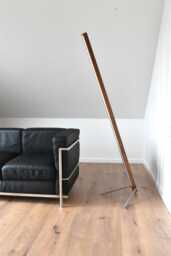 Handcrafted Floor Lamp Made Of Bog Oak & Stainless Steel - Radio Dimmer