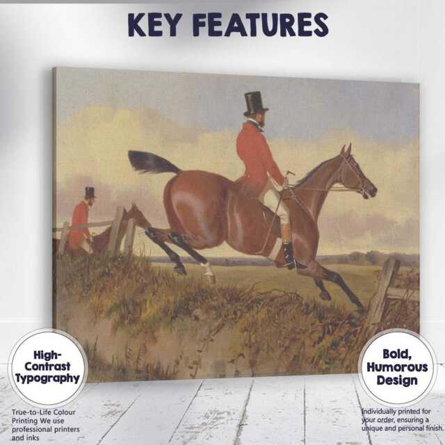 Traditional Equestrian Fox Hunting Scene Country Sport Canvas Wall Art Print Decor Picture Ready To Hang - image 1