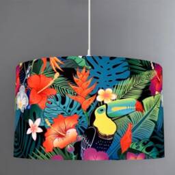 New Hq Jungle Toucan Bird Botanical Print Lamp Shade Pendant Light Multicoloured Large Leaf - thumbnail 3