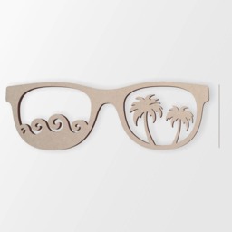 Wooden Sunglasses Beach Scene Wall Art - Unfinished Home Decor - thumbnail 3