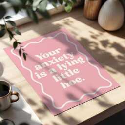 Funny Anxiety Quote Print Pink Room Decor, Positive Mental Health Art - thumbnail 2