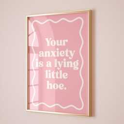 Funny Anxiety Quote Print Pink Room Decor, Positive Mental Health Art - thumbnail 3