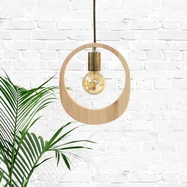 Minimal Wood Pendant Light Scandinavian Rustic Lighting Home Decor - image 1