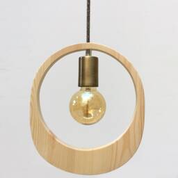 Minimal Wood Pendant Light Scandinavian Rustic Lighting Home Decor - thumbnail 2