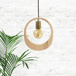 Minimal Wood Pendant Light Scandinavian Rustic Lighting Home Decor - thumbnail 1