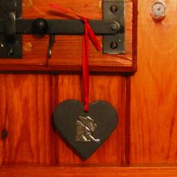 Cowboy Boots & Hat Design Slate Heart Hanging Ornament - Christmas 2025 Line Dancing/Girl Gift For - thumbnail 4