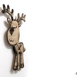 Little Cute Reindeer Engraved Wood - Kids Nursery Room, Baby Room Wall Clock - thumbnail 2