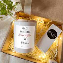 Personalised Engagement Candle Gift Set With Matches Soy Wax, Custom Names For Couple, Mr Mrs Idea - thumbnail 1