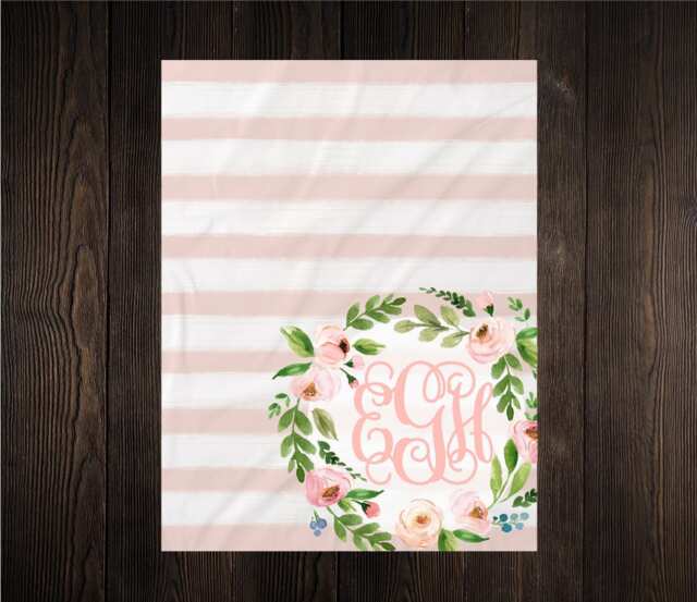 Personalized Baby Blanket Gifts Soft Fleece Minky Shower Gift Newborn Watch Me Grow Girl Floral Monogram - image 1