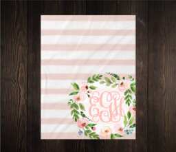 Personalized Baby Blanket Gifts Soft Fleece Minky Shower Gift Newborn Watch Me Grow Girl Floral Monogram - thumbnail 1