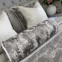 Bronze - Cream Cushion For Sofa Bed, Luxury Piped Cushion, Decorative Bolster Designer Pillow in Mole Curico - thumbnail 4