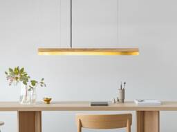Pendant Lamp - Oak Wood & Brass Dining Room Gantlights Led