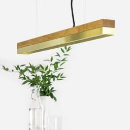 Pendant Lamp - Oak Wood & Brass Dining Room Gantlights Led - thumbnail 2