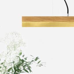 Pendant Lamp - Oak Wood & Brass Dining Room Gantlights Led - thumbnail 3