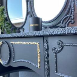 Bespoke French Style Vanity Black & Gold Ornate Dressing Table - thumbnail 3