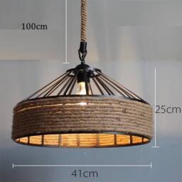 Handmade Hemp Rope Industrial Style Pendant Light - thumbnail 2