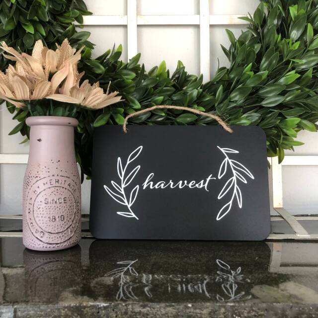 Harvest, Chalkboard Style, Black & White Sign, Fall Decor, Farmhouse Autumn Door Wall Thanksgiving Small - image 1