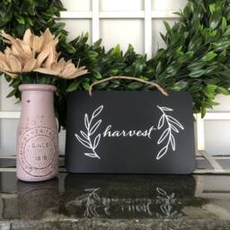 Harvest, Chalkboard Style, Black & White Sign, Fall Decor, Farmhouse Autumn Door Wall Thanksgiving Small - thumbnail 1