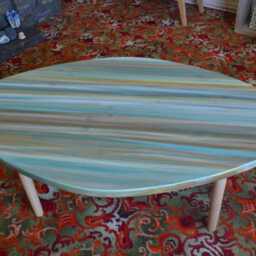Scandi Oval Coffee Table Hand Painted Sandy Cove Colours 120 cm X 76 + 16 - thumbnail 3