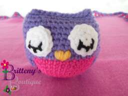 Baby Lovey Crochet Plush Purple Owl Fleece Security Blanket Snuggle Shower Gift - thumbnail 1