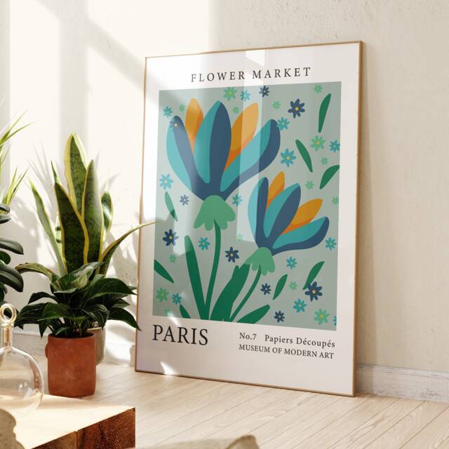 Flower Market Wall Print, Modern Floral Art Poster, Gallery Art, Plant Boho, Living Room, Bedroom, Kitchen 1638 - image 1
