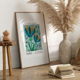 Flower Market Wall Print, Modern Floral Art Poster, Gallery Art, Plant Boho, Living Room, Bedroom, Kitchen 1638 - thumbnail 2
