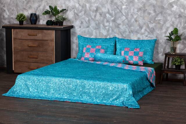 Luxury Aquamarine Faux Fur Bed Set - Handmade Tissavel Eco - image 1