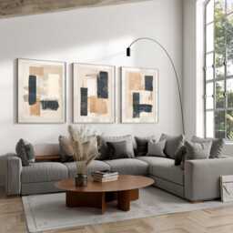 Neutral Abstract Art Prints, Modern Art, Art, Home Decor Wall , Set Of 3 A4, A3 A3+ A2 A1 Sizes, Fast Delivery - thumbnail 2