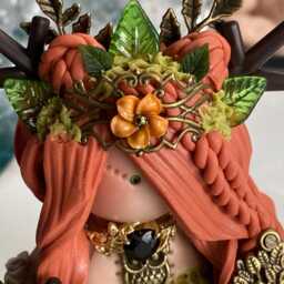 Clay Goddess Elen Of The Ways With A Unikate Star & Rose Quartz Crystal Ball - thumbnail 4